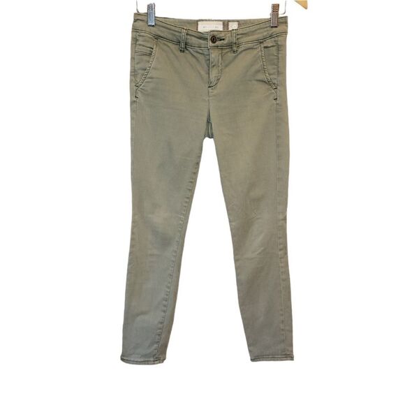Hei Hei Anthropologie Abroad Chino Pants Olive Green Casual Pant Pocket 26 - Picture 2 of 12